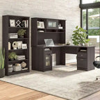 60W L-Desk with and 5 Shelf Bookcase by