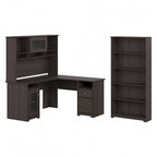 60W L-Desk with and 5 Shelf Bookcase by