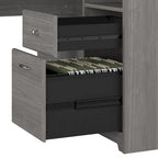60W L-Desk with and 5 Shelf Bookcase by
