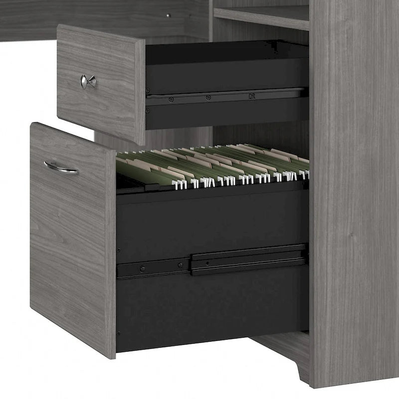 60W L-Desk with and 5 Shelf Bookcase by