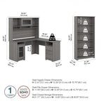 60W L-Desk with and 5 Shelf Bookcase by