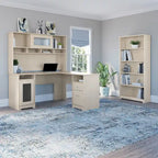 60W L-Desk with and 5 Shelf Bookcase by