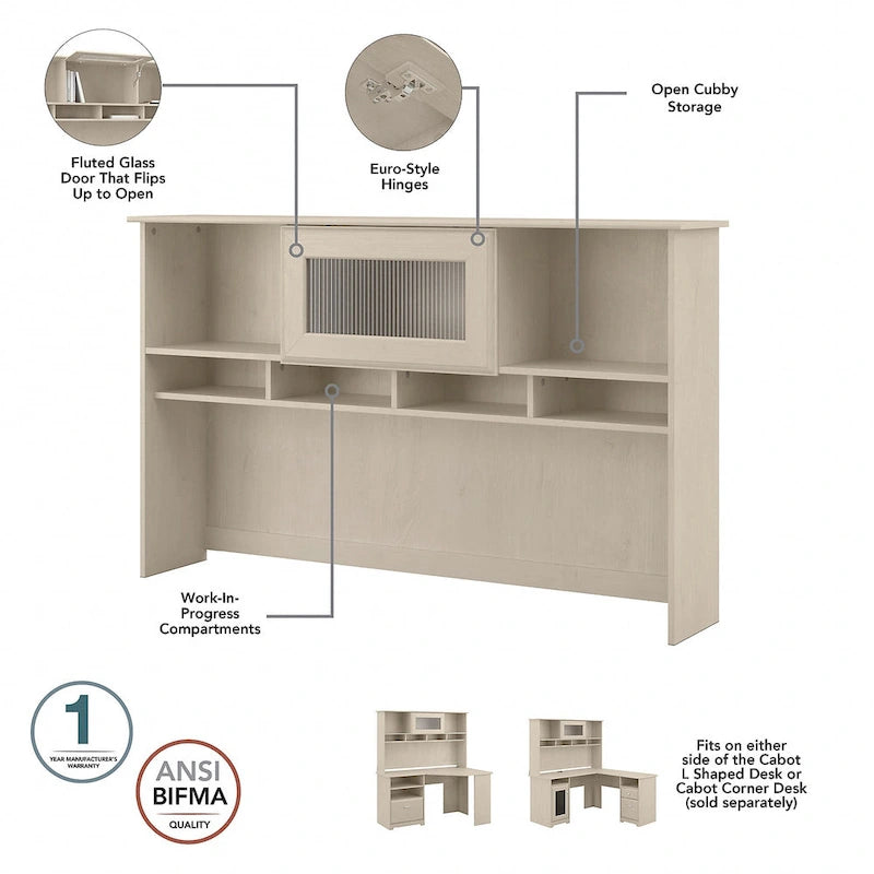 60W L-Desk with and 5 Shelf Bookcase by