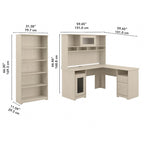 60W L-Desk with and 5 Shelf Bookcase by