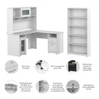 60W L-Desk with and 5 Shelf Bookcase by
