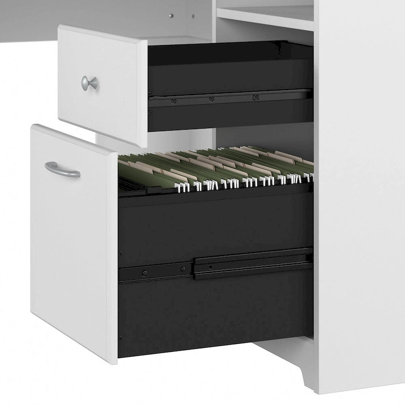 60W L-Desk with and 5 Shelf Bookcase by
