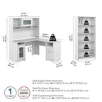60W L-Desk with and 5 Shelf Bookcase by