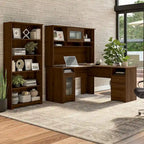 60W L-Desk with and 5 Shelf Bookcase by