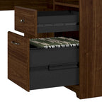 60W L-Desk with and 5 Shelf Bookcase by
