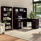 60W L-Desk with and 5 Shelf Bookcase by