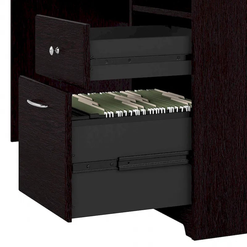 60W L-Desk with and 5 Shelf Bookcase by