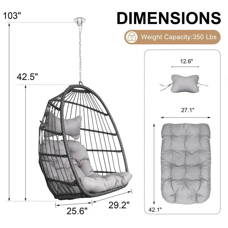 Indoor Luxury Hanging Chair Stand, 350 lbs Outdoor Chair with No Stand, Swing Chair Stand