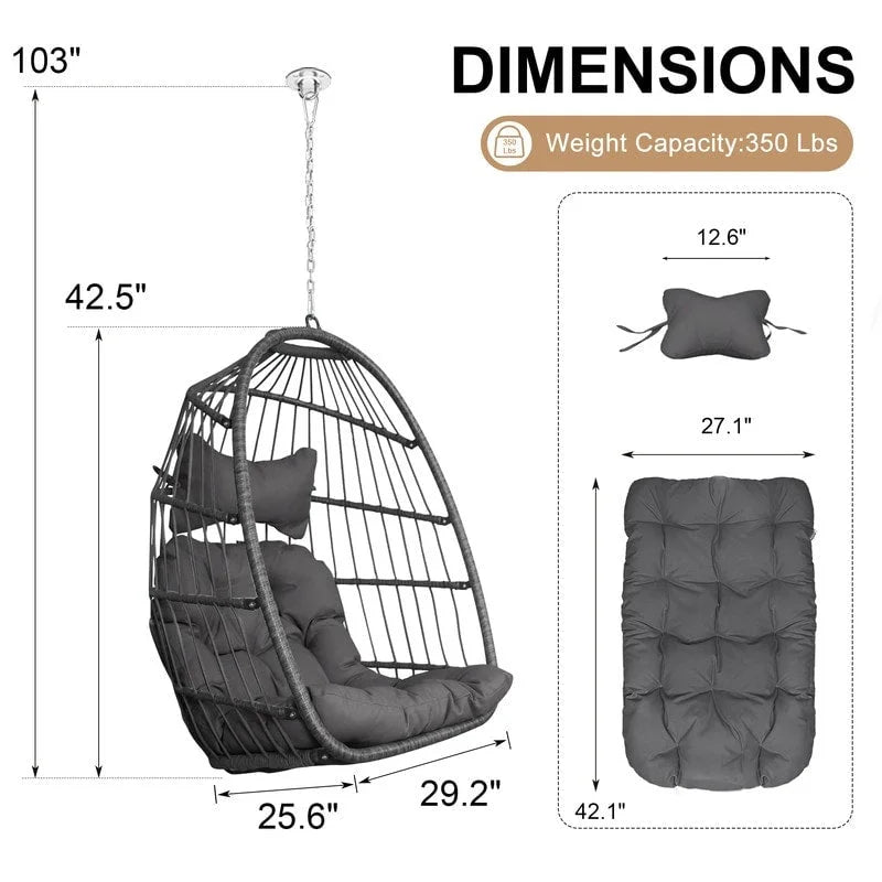 Indoor Luxury Hanging Chair Stand, 350 lbs Outdoor Chair with No Stand, Swing Chair Stand