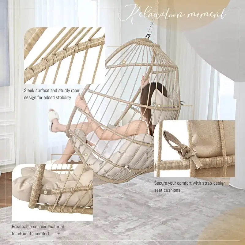 Indoor Luxury Hanging Chair Stand, 350 lbs Outdoor Chair with No Stand, Swing Chair Stand