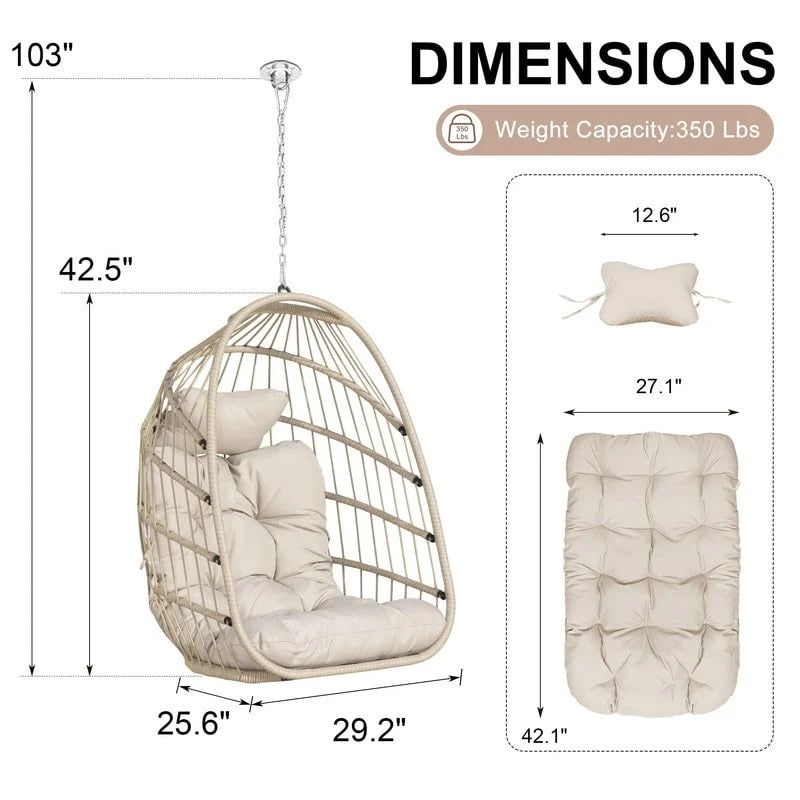 Indoor Luxury Hanging Chair Stand, 350 lbs Outdoor Chair with No Stand, Swing Chair Stand