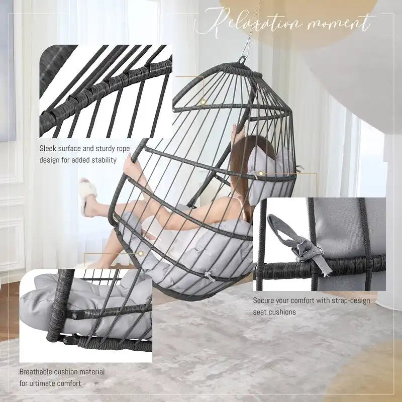 Indoor Luxury Hanging Chair Stand, 350 lbs Outdoor Chair with No Stand, Swing Chair Stand