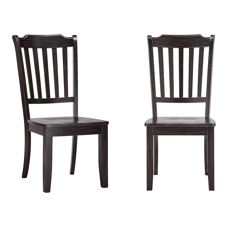 Slat Wood Dining Chairs ( 2)