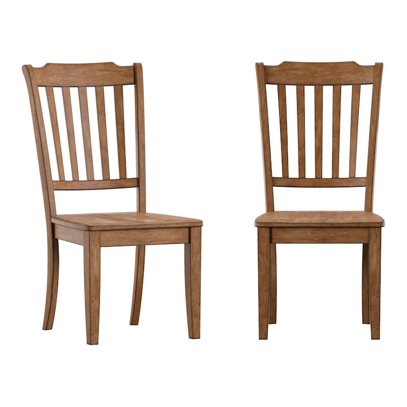 Slat Wood Dining Chairs ( 2)