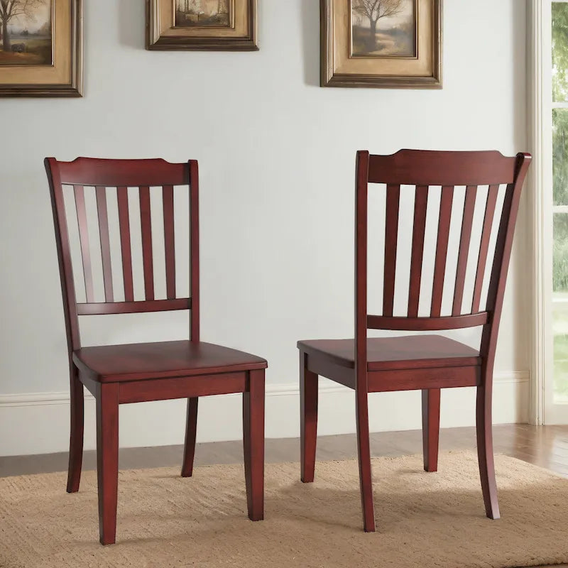 Slat Wood Dining Chairs ( 2)