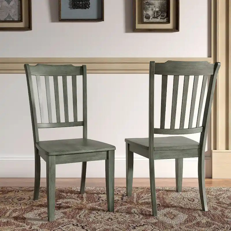 Slat Wood Dining Chairs ( 2)