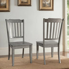 Slat Wood Dining Chairs ( 2)
