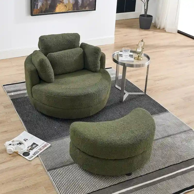 Cuddle Barrel Chair with moon storage ottoman