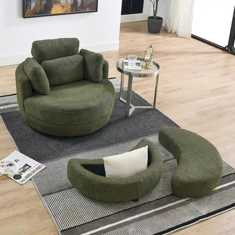 Cuddle Barrel Chair with moon storage ottoman