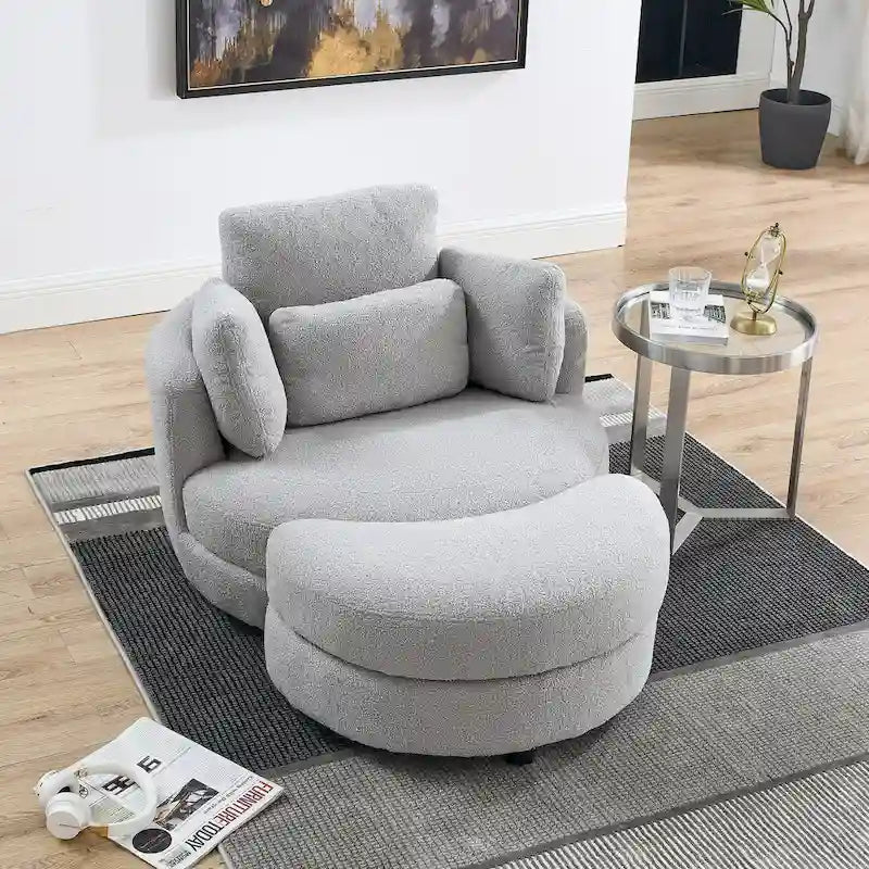 Cuddle Barrel Chair with moon storage ottoman
