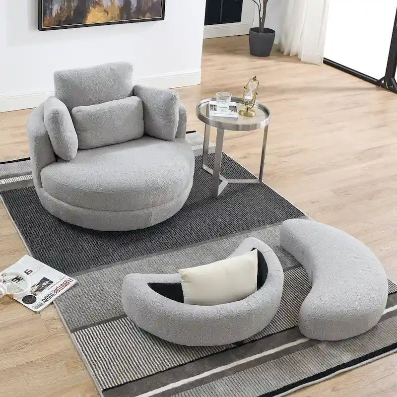Cuddle Barrel Chair with moon storage ottoman