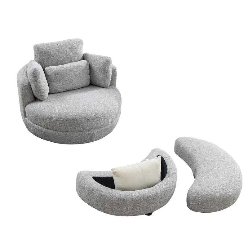 Cuddle Barrel Chair with moon storage ottoman