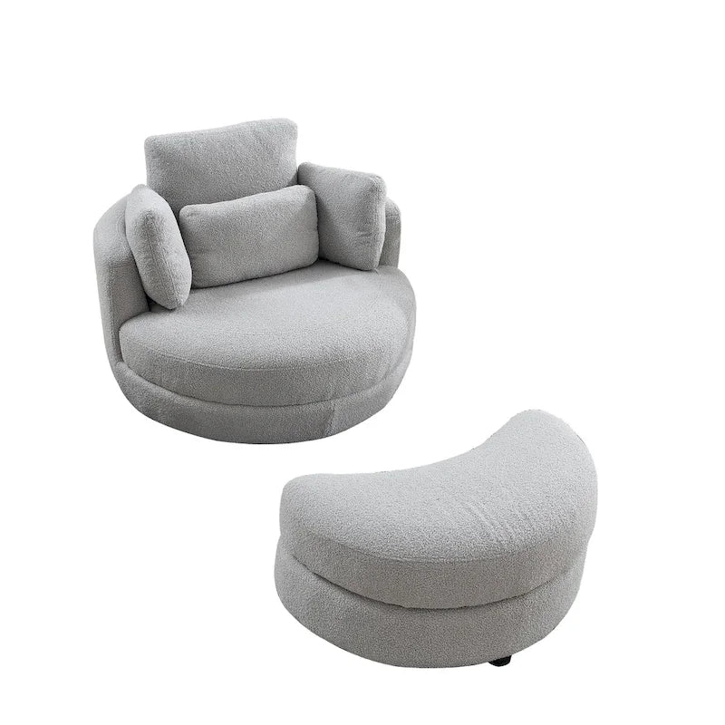 Cuddle Barrel Chair with moon storage ottoman