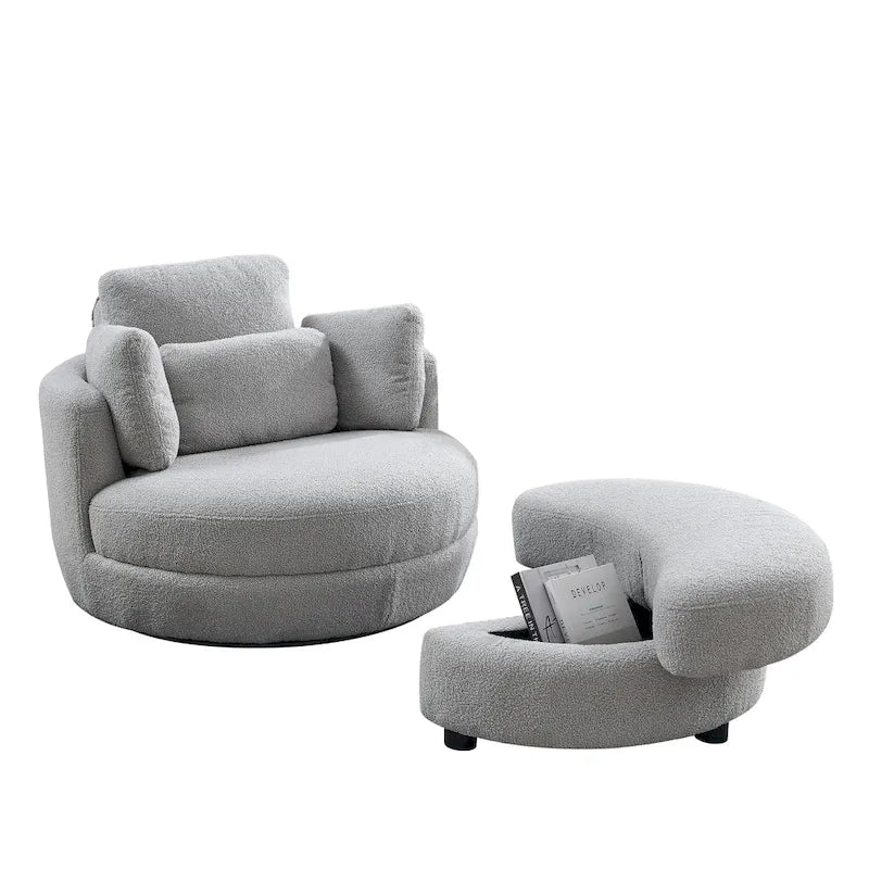 Cuddle Barrel Chair with moon storage ottoman