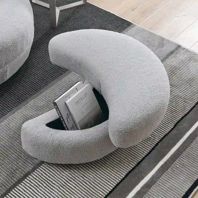 Cuddle Barrel Chair with moon storage ottoman