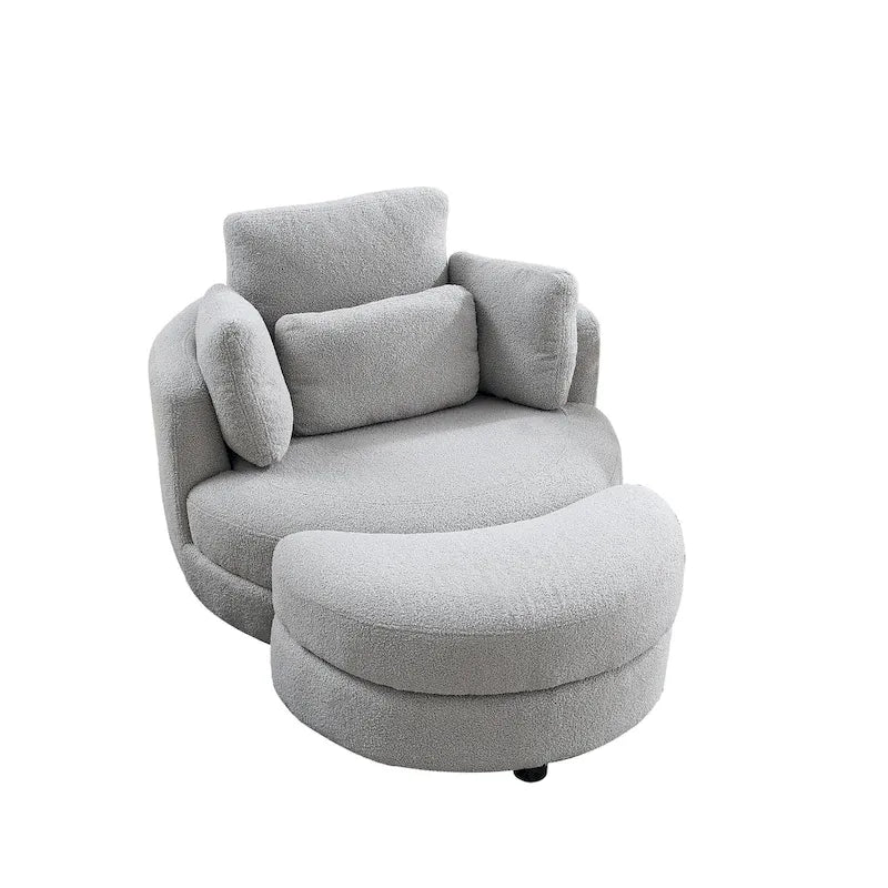 Cuddle Barrel Chair with moon storage ottoman