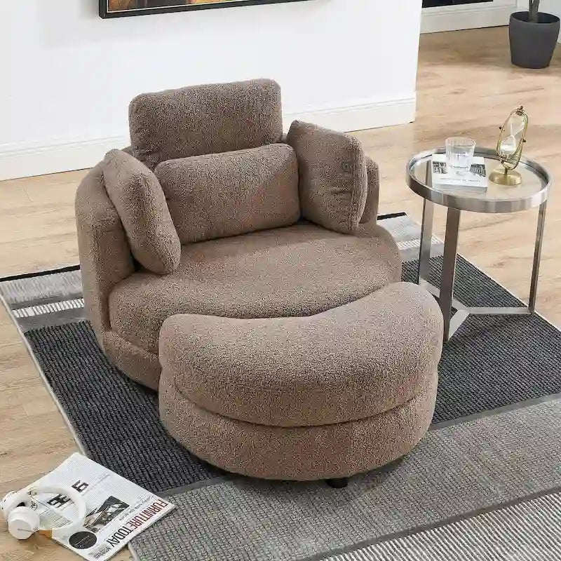 Cuddle Barrel Chair with moon storage ottoman