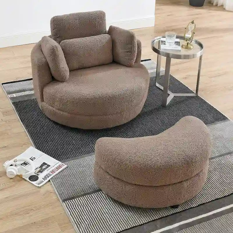Cuddle Barrel Chair with moon storage ottoman