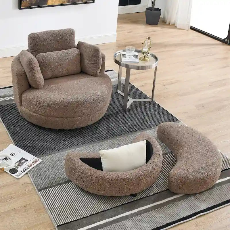 Cuddle Barrel Chair with moon storage ottoman