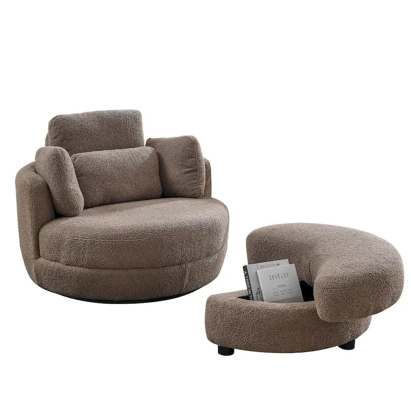 Cuddle Barrel Chair with moon storage ottoman