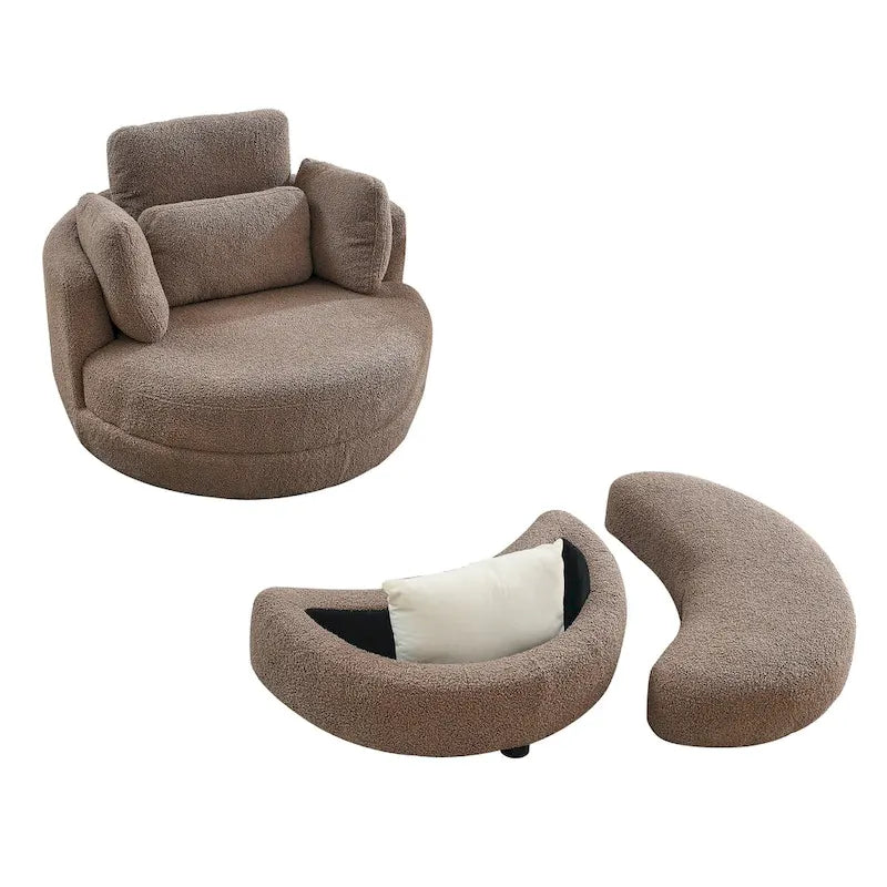 Cuddle Barrel Chair with moon storage ottoman