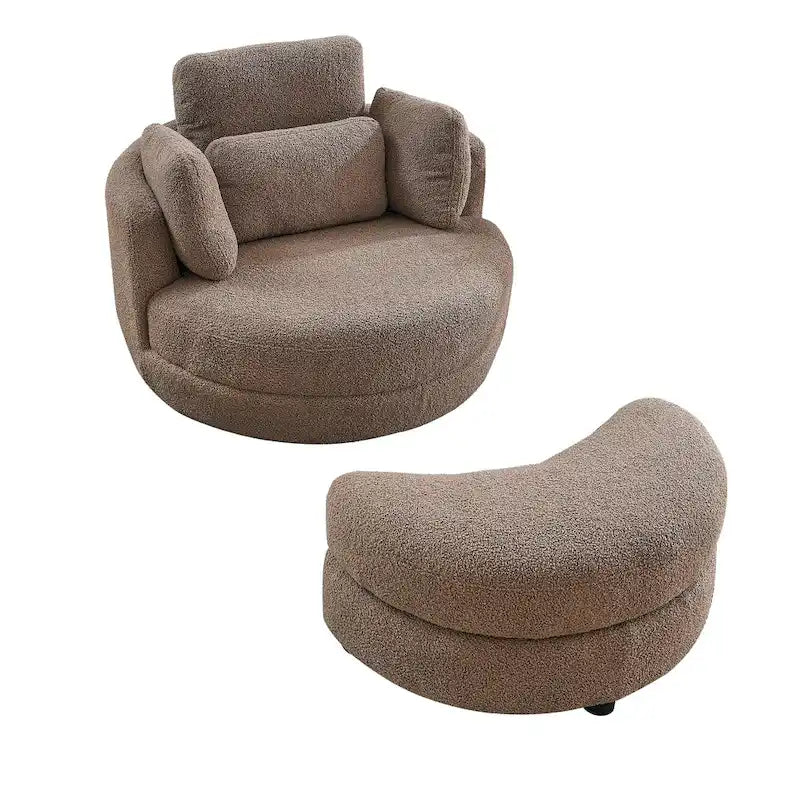 Cuddle Barrel Chair with moon storage ottoman