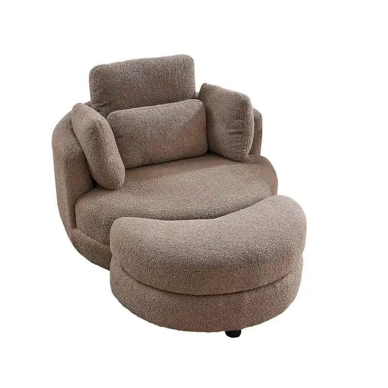 Cuddle Barrel Chair with moon storage ottoman