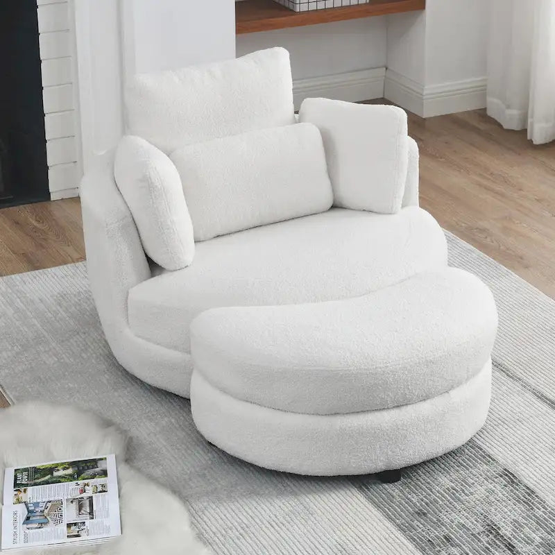 Cuddle Barrel Chair with moon storage ottoman