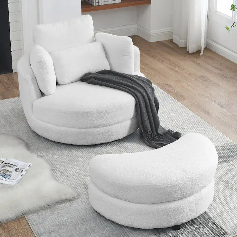 Cuddle Barrel Chair with moon storage ottoman