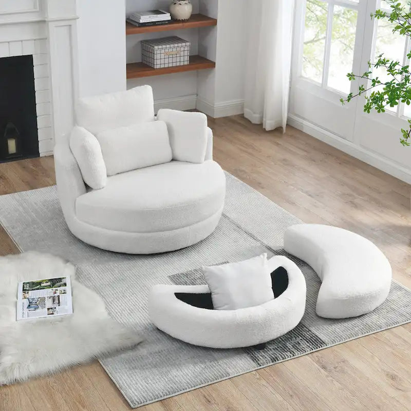 Cuddle Barrel Chair with moon storage ottoman