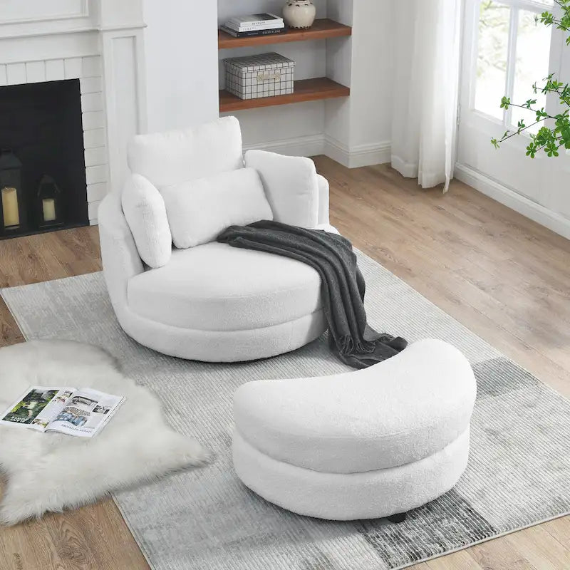 Cuddle Barrel Chair with moon storage ottoman