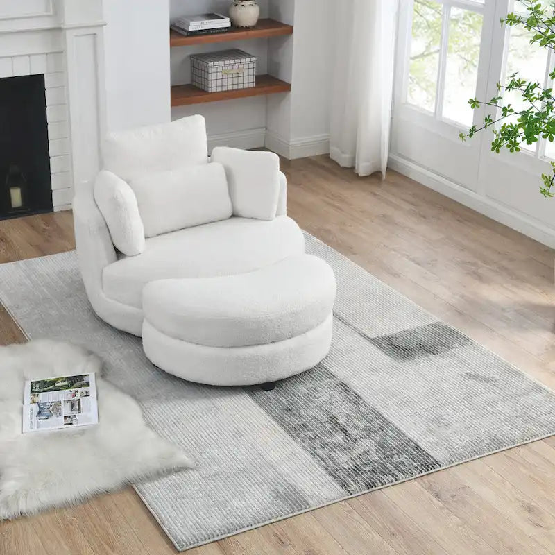 Cuddle Barrel Chair with moon storage ottoman