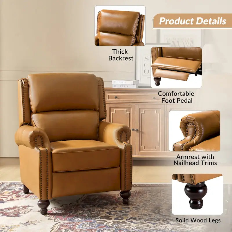 Mid-Century Modern Leather Recliner Nail Trim 2 by
