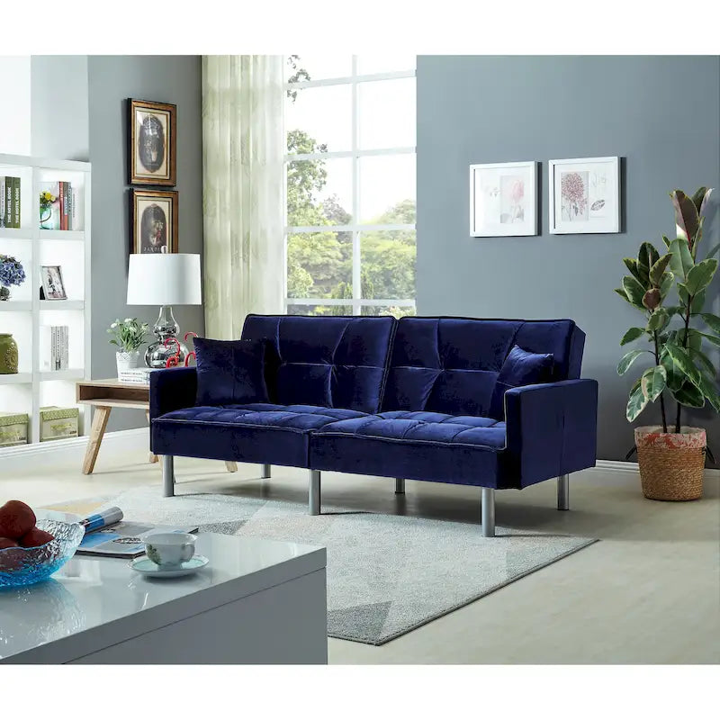 75.6 Lovely Velvet Convertible Sleeper Sofa Bed Seats