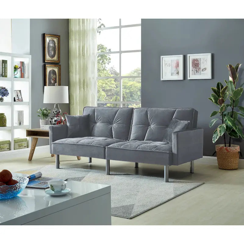 75.6 Lovely Velvet Convertible Sleeper Sofa Bed Seats