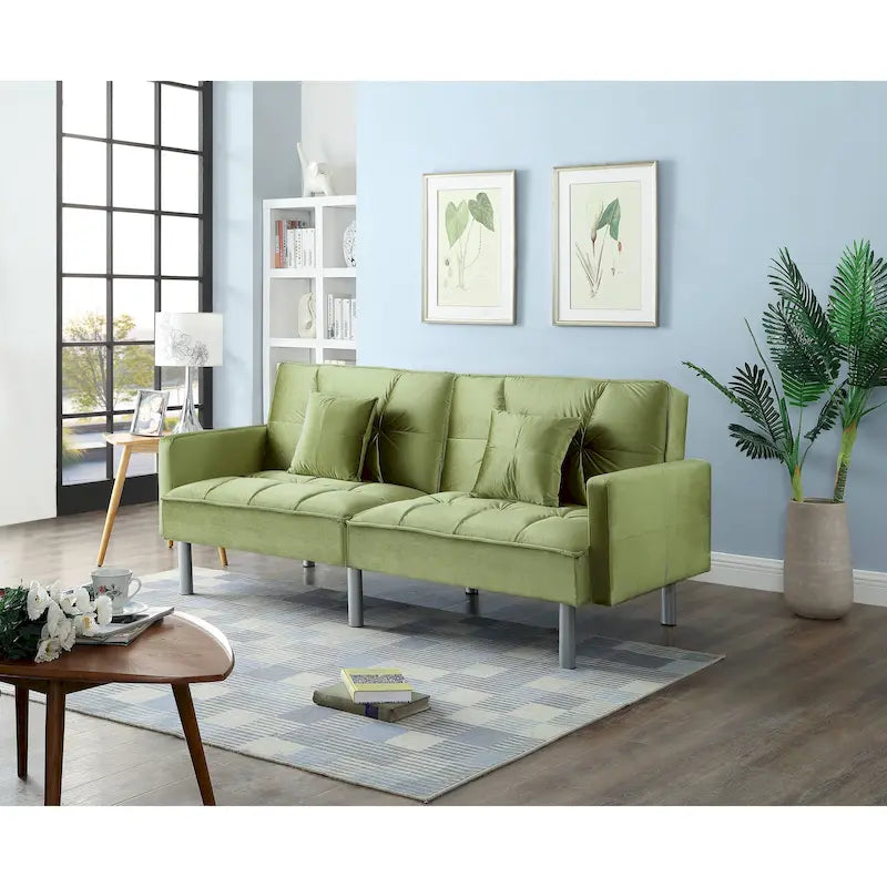 75.6 Lovely Velvet Convertible Sleeper Sofa Bed Seats